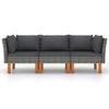 vidaXL 4 Piece Garden Lounge Set with Cushions Poly Rattan Black
