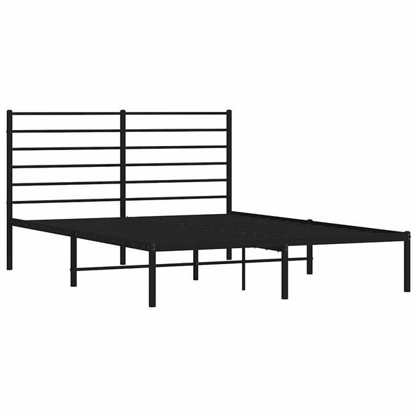 vidaXL Metal Bed Frame without Mattress with Headboard Black 135x190cm