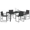 vidaXL Garden Dining Set 5 pcs Black Powder-Coated Steel