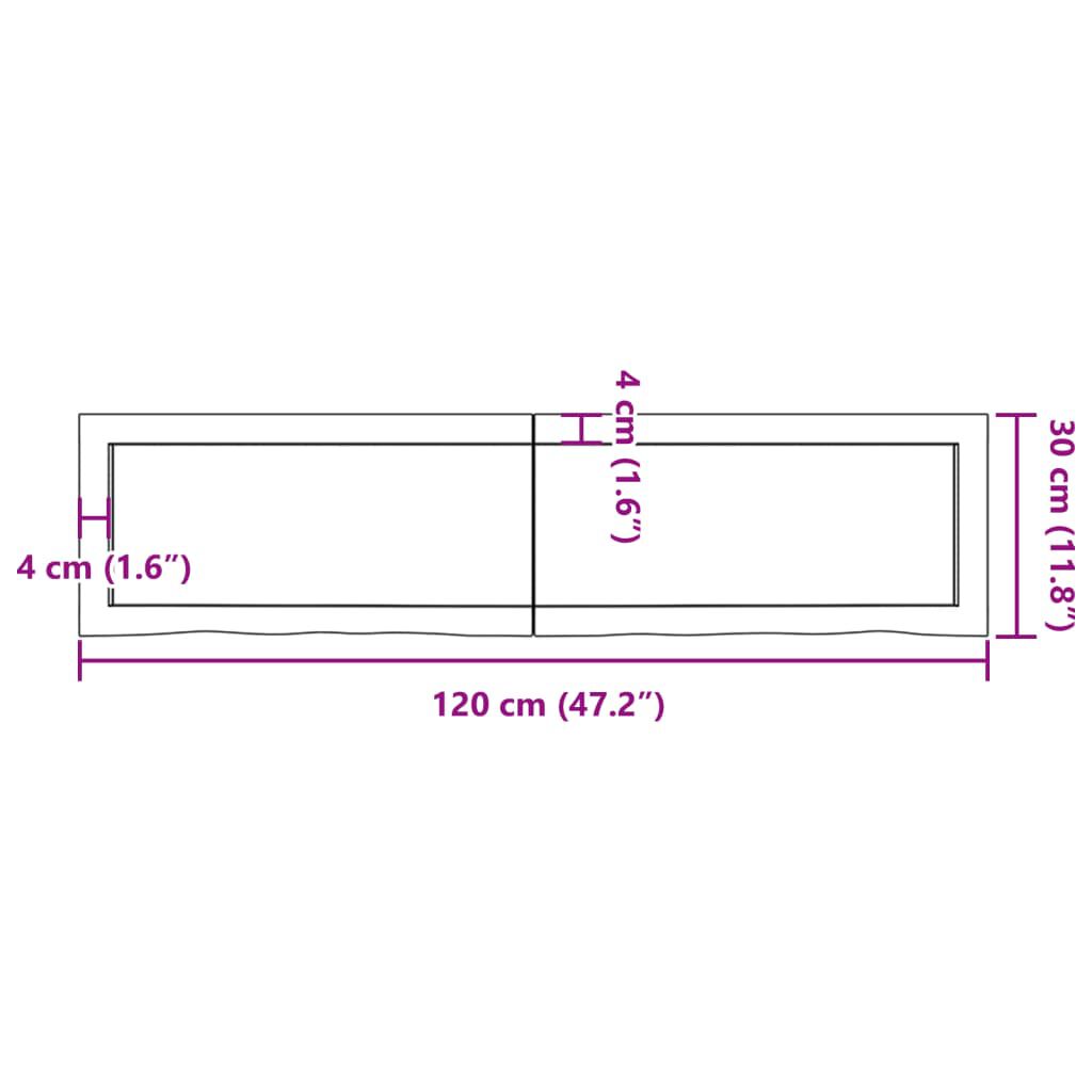 vidaXL Wall Shelf Light Brown 120x30x(2-4) cm Treated Solid Wood Oak