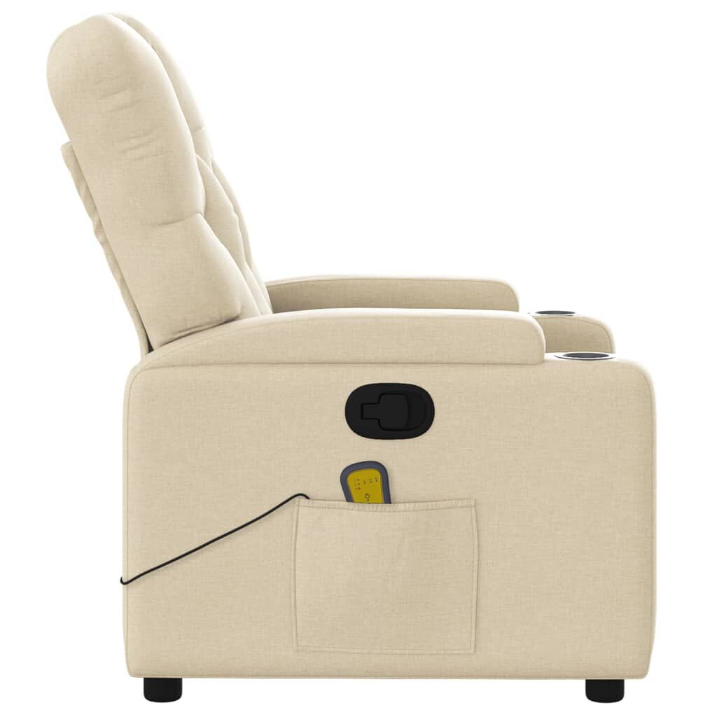 vidaXL Massage Recliner Chair Cream Fabric