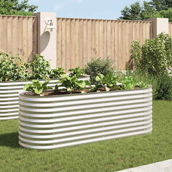 vidaXL Garden Raised Bed 240x80x81 cm Galvanised Steel Silver