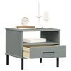 vidaXL Bedside Table with Metal Legs Grey Solid Wood Pine OSLO