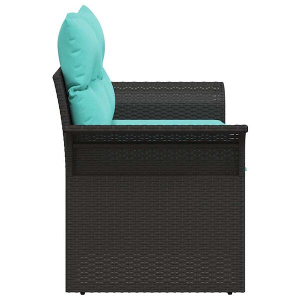 vidaXL Garden Sofa with Cushion Black 141 x 62 x 69cm Poly Rattan
