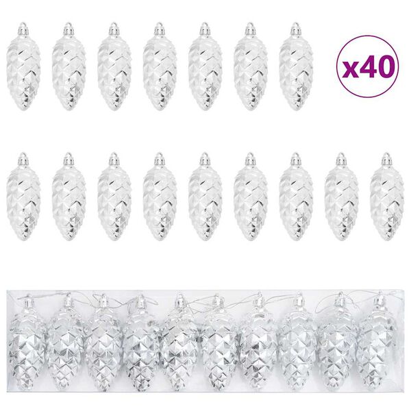 vidaXL Christmas Tree Decoration 40 pcs Silver