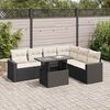 vidaXL 7 Piece Garden Sofa Set with Cushions Black Poly Rattan