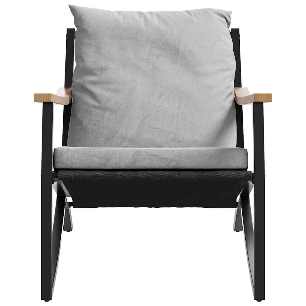 vidaXL 3 Piece Balcony Furniture Set with Cushions Black Steel