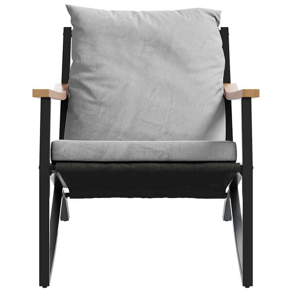 vidaXL 3 Piece Balcony Furniture Set with Cushions Black Steel