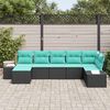 vidaXL Garden Sofa Set 7 pcs Black and Turquoise Poly Rattan