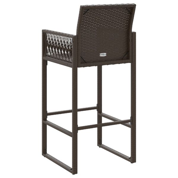 vidaXL Garden Bar Stools 2 pcs Brown Poly Rattan