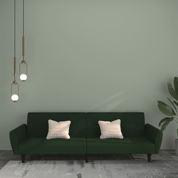 vidaXL 2-Seater Sofa Bed Dark Green Velvet