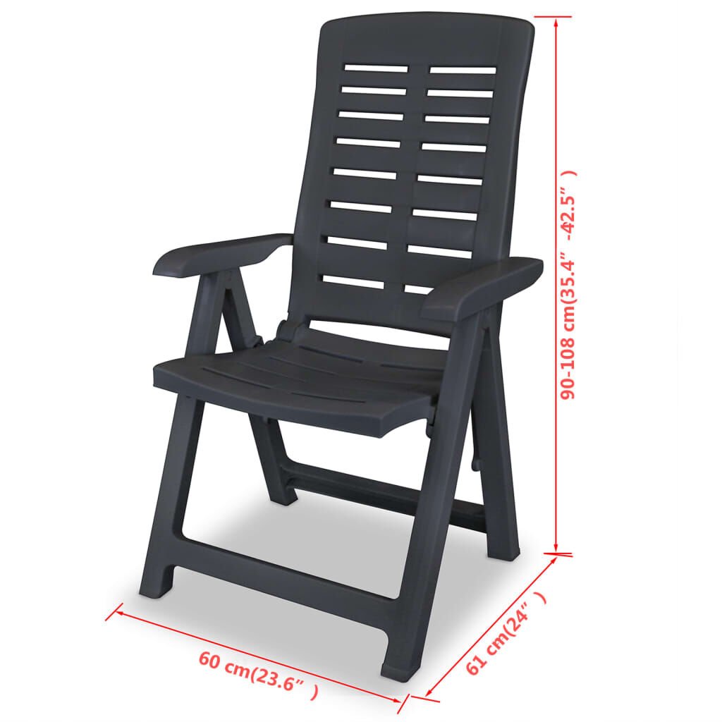 vidaXL Reclining Garden Chairs 2 pcs Plastic Anthracite