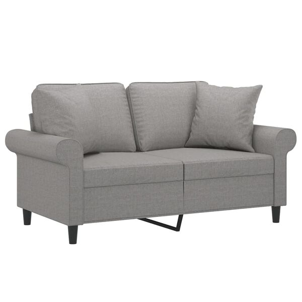 vidaXL 2-Seater Sofa with Pillows&Cushions Dark Grey 120 cm Fabric