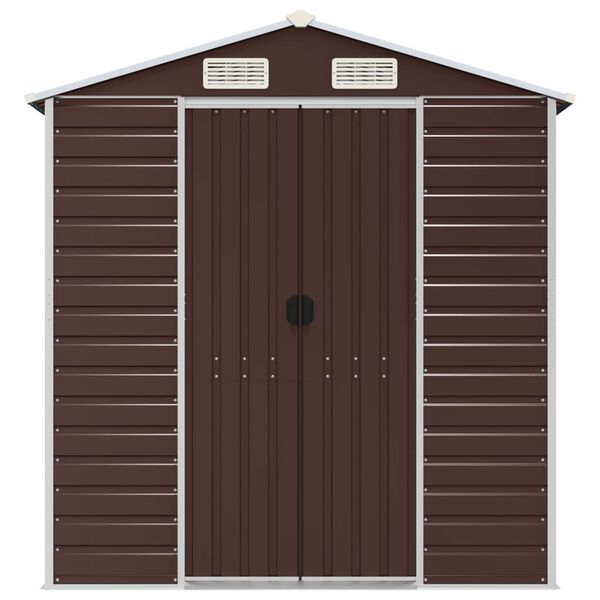 vidaXL Garden Shed Brown 191x300x198 cm Galvanised Steel