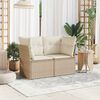 vidaXL Garden Sofa with Cushions 2-Seater Beige Poly Rattan