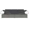 vidaXL Convertible Sun Bed with Cushions Poly Rattan Dark Grey