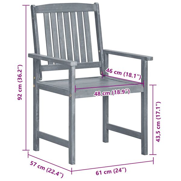 vidaXL Garden Chairs with Cushions 8 pcs Solid Acacia Wood Grey