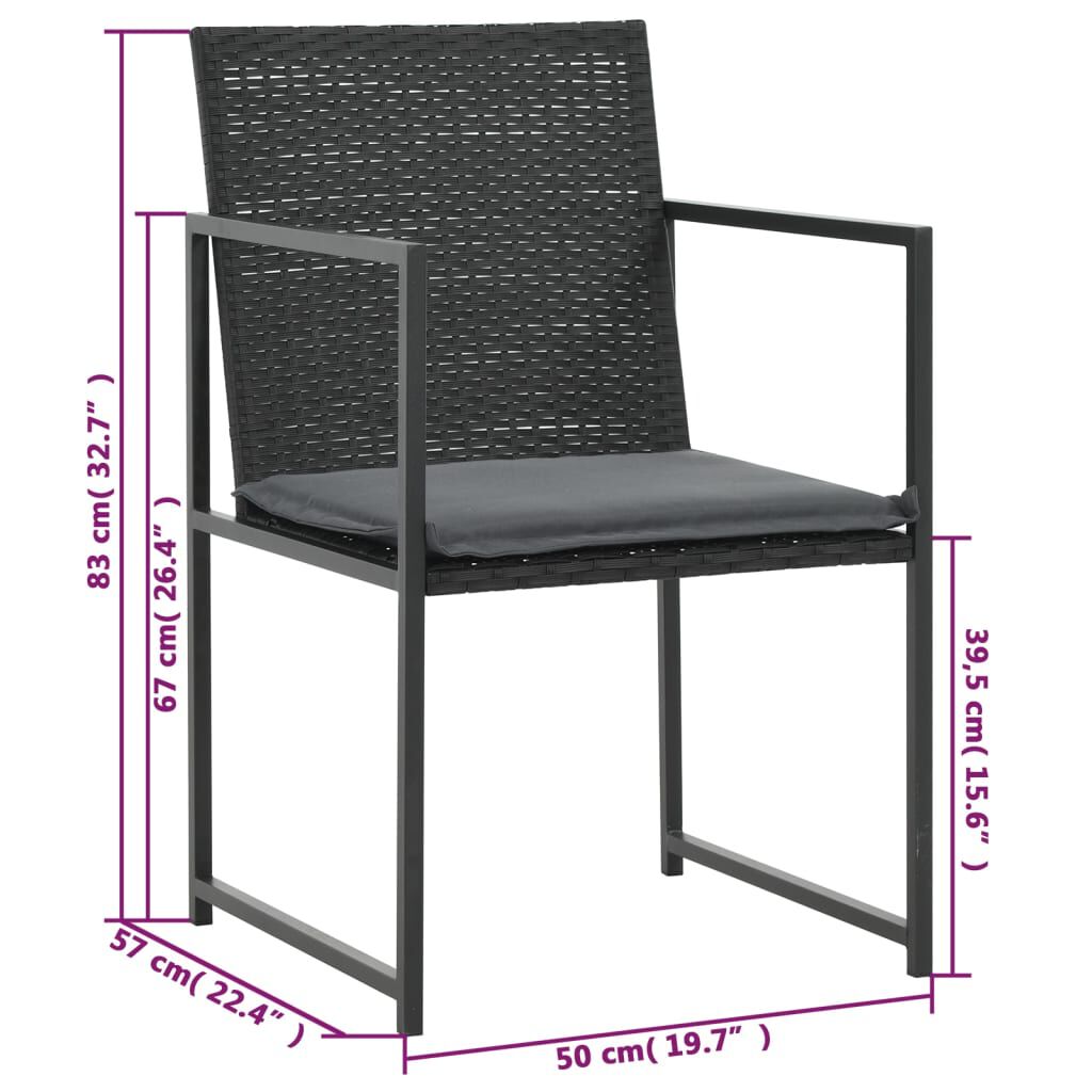 vidaXL 5 Piece Outdoor Dining Set with Cushions Poly Rattan Black