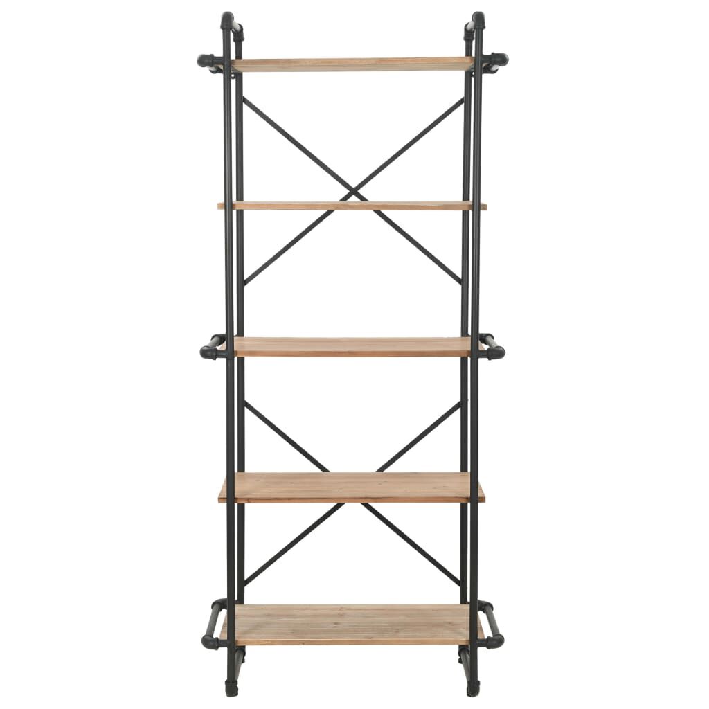 vidaXL Bookcase Solid Firwood and Steel 80x42x180 cm