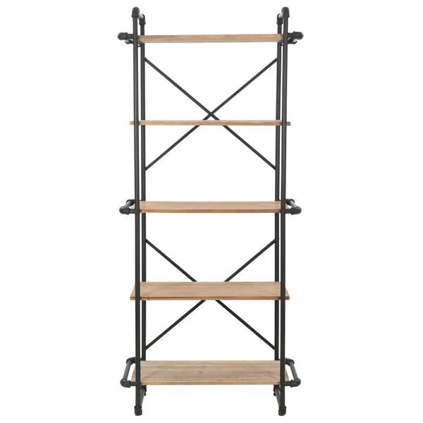 vidaXL Bookcase Solid Firwood and Steel 80x42x180 cm