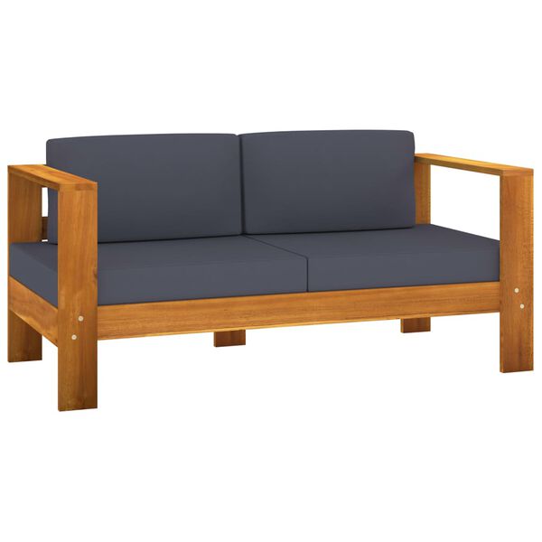 vidaXL 10 Piece Garden Lounge Set with Dark Grey Cushions Acacia Wood