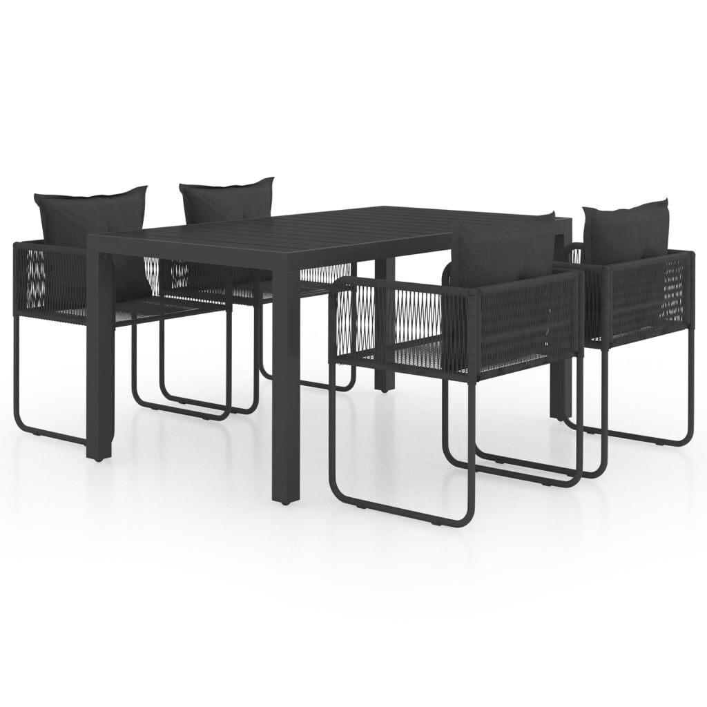 vidaXL 5 Piece Garden Dining Set PVC Rattan Black