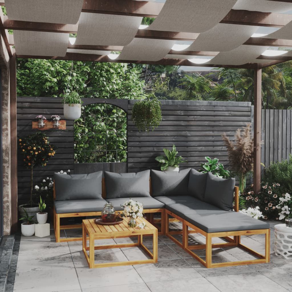 vidaXL 6 Piece Garden Lounge Set with Cushion Solid Acacia Wood