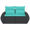 vidaXL Garden Sofa with Cushions 2-Seater Black Poly Rattan