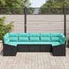 vidaXL Garden Sofa Set 7 pcs Black and Turquoise Poly Rattan