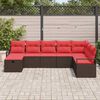 vidaXL Sofa Set with Cushion with Storage Brown Poly Rattan
