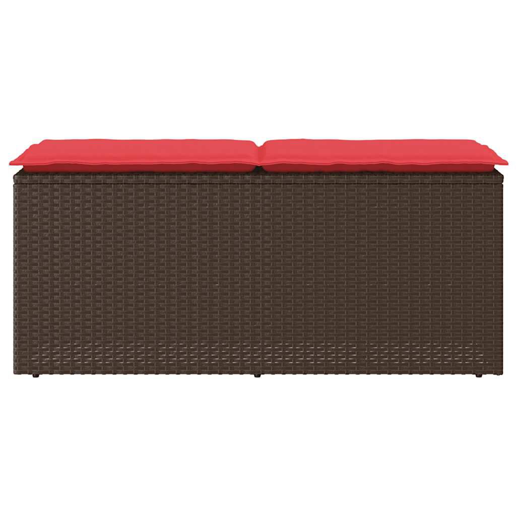 vidaXL Garden Bench with Cushion Brown 110x40x44 cm Poly Rattan