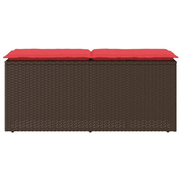 vidaXL Garden Bench with Cushion Brown 110x40x44 cm Poly Rattan