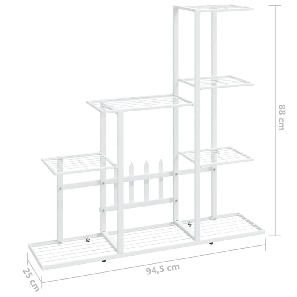 vidaXL Flower Stand 94.5x25x88 cm White Metal