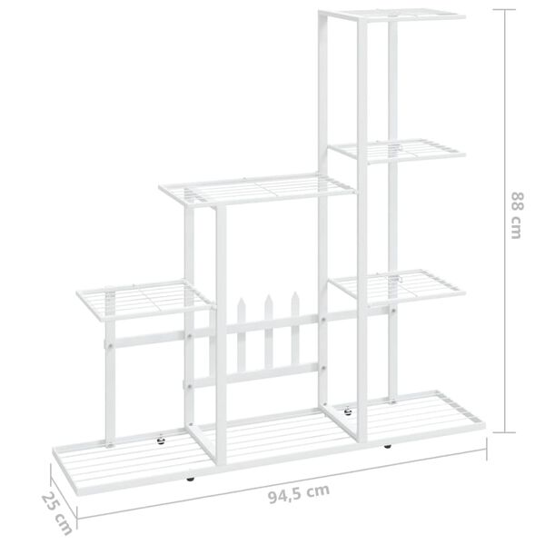 vidaXL Flower Stand 94.5x25x88 cm White Metal