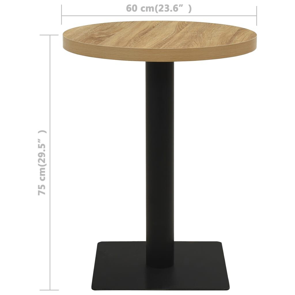 vidaXL Bistro Table Oak Colour 60 cm MDF and Steel