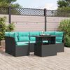 vidaXL Garden Sofa Set with Cushion 7 pcs Black Poly rattan