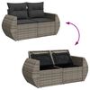 vidaXL Garden Sofa with Cushions 2-Seater Grey Poly Rattan