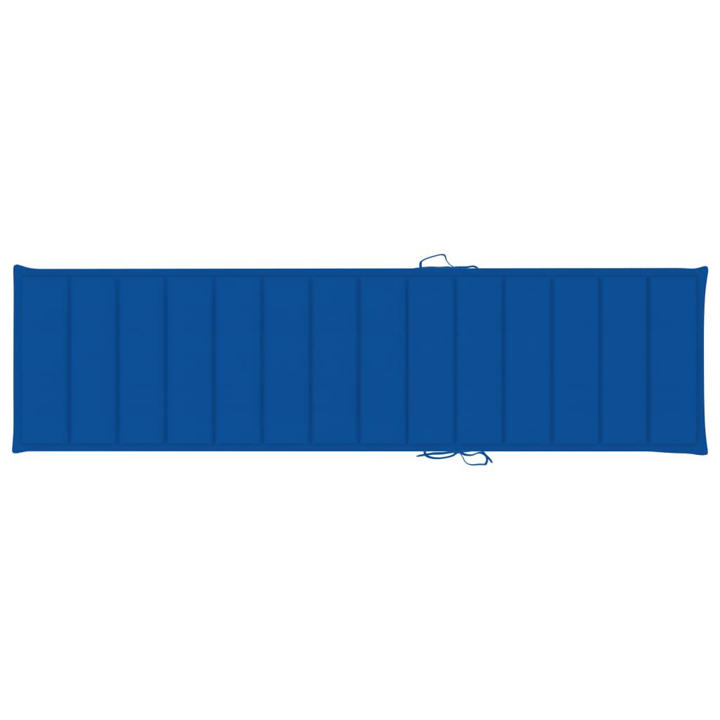 vidaXL Sun Lounger with Royal Blue Cushion Solid Teak Wood