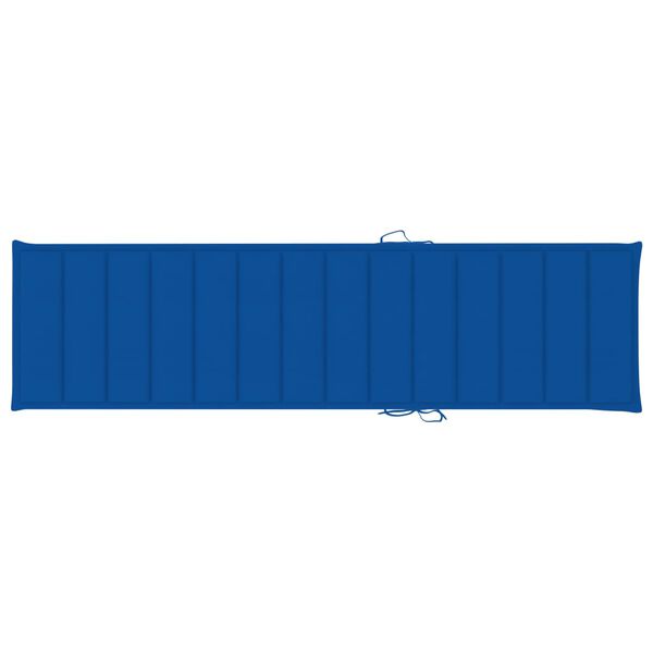 vidaXL Sun Lounger with Royal Blue Cushion Solid Teak Wood