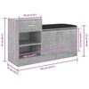 vidaXL Shoe Bench Concrete Grey 94.5x31x57 cm Engineered Wood