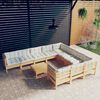 vidaXL 11 Piece Garden Lounge Set with Cream Cushions Pinewood