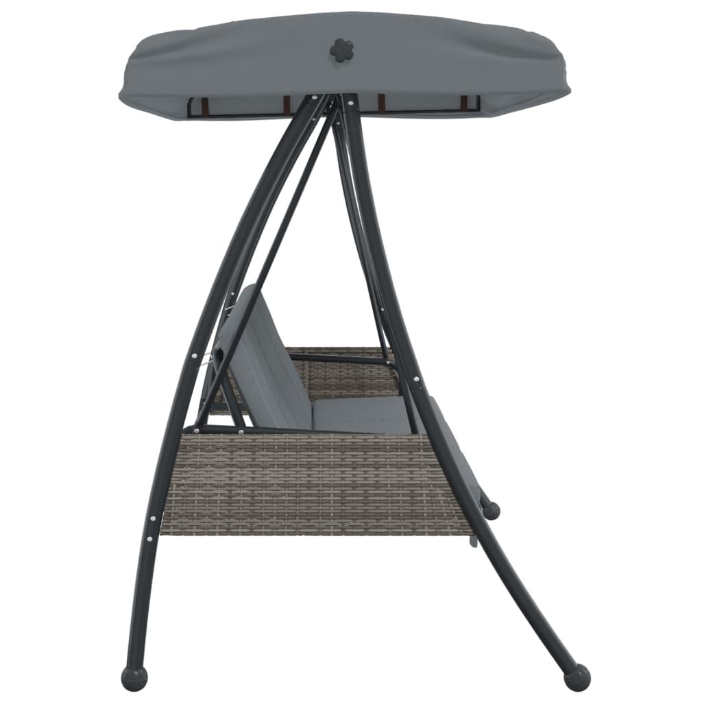 vidaXL Garden Swing Bench with Adjustable Canopy Dark Grey Steel