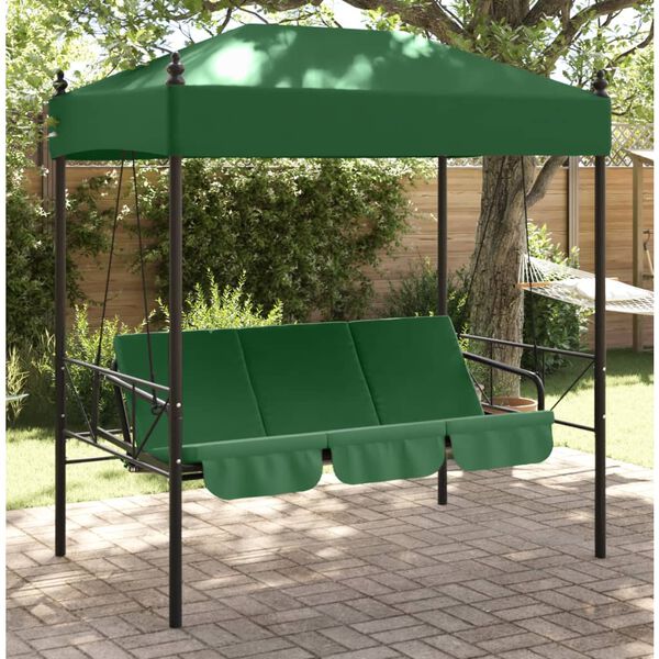 vidaXL Garden Swing Bench with Canopy Green&nbsp;Steel