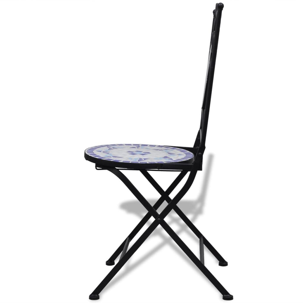vidaXL 3 Piece Bistro Set Ceramic Tile Blue and White