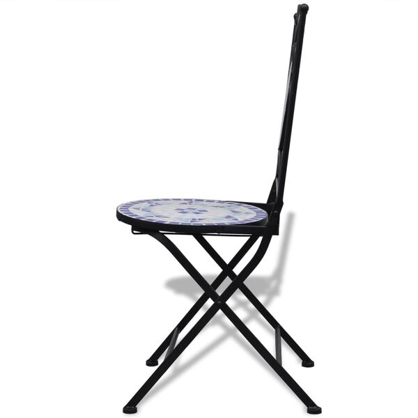 vidaXL 3 Piece Bistro Set Ceramic Tile Blue and White