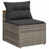 vidaXL Garden Sofas Armless with Cushions 2 pcs Grey Poly Rattan