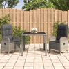vidaXL 3 Piece Garden Dining Set with Cushions Grey Poly Rattan