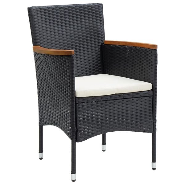 vidaXL Garden Dining Chairs 4 pcs Poly Rattan Black