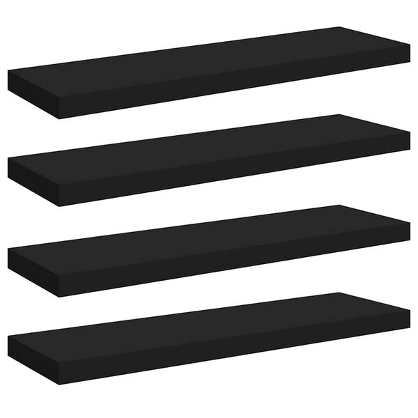 vidaXL Floating Wall Shelves 4 pcs Black 80x23.5x3.8 cm MDF