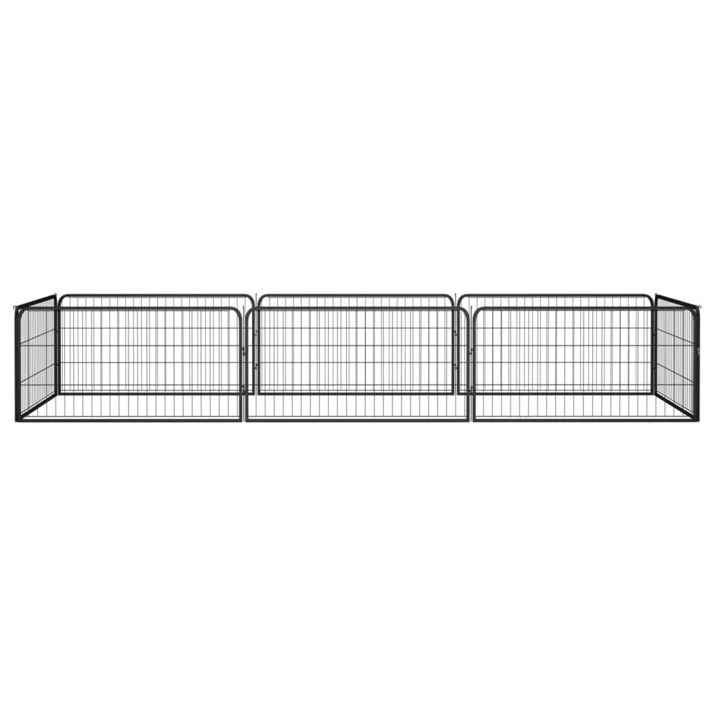 vidaXL 8-Panel Dog Playpen Black 100x50 cm Powder-coated Steel